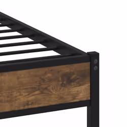 vidaXL Metal Bed Frame without Mattress Bed Base Bedstead Entertainment Centre - smoked oak, 160 x 200 cm/ with headboard & low footboard - Additional view 6