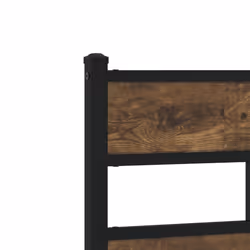 vidaXL Metal Bed Frame without Mattress Bed Base Bedstead Entertainment Centre - smoked oak, 160 x 200 cm/ with headboard & low footboard - Additional view 7