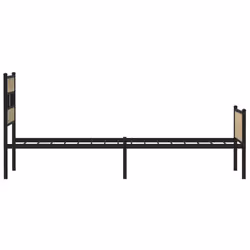 vidaXL Metal Bed Frame without Mattress Bed Base Bedstead Entertainment Centre - sonoma oak, 107 x 200 cm/ with headboard & high footboard - Additional view 4
