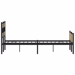 vidaXL Metal Bed Frame without Mattress Bed Base Bedstead Entertainment Centre - sonoma oak, 120 x 200 cm/ with headboard & high footboard - Additional view 4