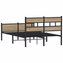 vidaXL Metal Bed Frame without Mattress Bed Base Bedstead Entertainment Centre - sonoma oak, 120 x 200 cm/ with headboard & high footboard - Additional view 5
