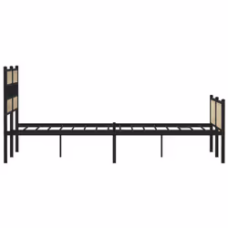 vidaXL Metal Bed Frame without Mattress Bed Base Bedstead Entertainment Centre - sonoma oak, 140 x 200 cm/ with headboard & high footboard - Additional view 4