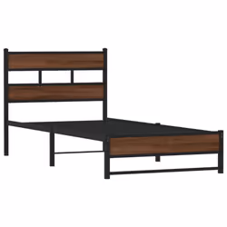 vidaXL Metal Bed Frame without Mattress Brown Oak 75x190 cm Small Single - Additional view 2