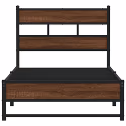 vidaXL Metal Bed Frame without Mattress Brown Oak 75x190 cm Small Single - Additional view 3
