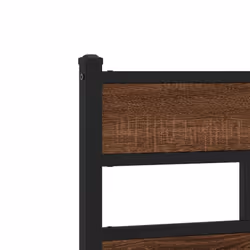 vidaXL Metal Bed Frame without Mattress Bed Base Bedstead Entertainment Centre - brown oak, 80 x 200 cm/ with headboard & high footboard - Additional view 7