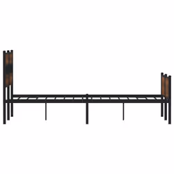 vidaXL Metal Bed Frame without Mattress Bed Base Bedstead Entertainment Centre - brown oak, 120 x 190 cm/ with headboard & high footboard - Additional view 4