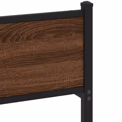 vidaXL Metal Bed Frame without Mattress Bed Base Bedstead Entertainment Centre - brown oak, 120 x 190 cm/ with headboard & high footboard - Additional view 6
