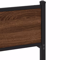 vidaXL Metal Bed Frame without Mattress Bed Base Bedstead Entertainment Centre - brown oak, 140 x 190 cm/ with headboard & high footboard - Additional view 5