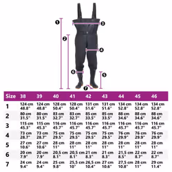 vidaXL Chest Waders with Boots and Belt Waterproof Hunting Fishing Waders - black, 38