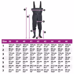 vidaXL Chest Waders with Boots and Belt Waterproof Hunting Fishing Waders - black, 39
