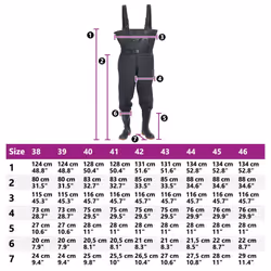 vidaXL Chest Waders with Boots and Belt Waterproof Hunting Fishing Waders - black, 46