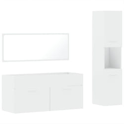 vidaXL Bathroom Furniture Set 3 Piece Storage Cabinet Cupboard Engineered Wood - white