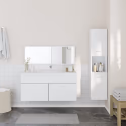 vidaXL Bathroom Furniture Set 3 Piece Storage Cabinet Cupboard Engineered Wood - white