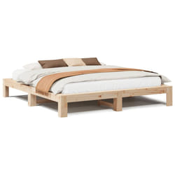 vidaXL Bed Frame without Mattress Bed Base Solid Wood Pine - natural, 200 x 200 cm
