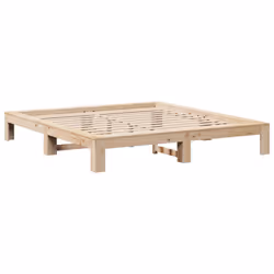 vidaXL Bed Frame without Mattress Bed Base Solid Wood Pine - natural, 200 x 200 cm