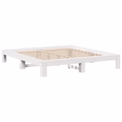 vidaXL Bed Frame without Mattress Bed Base Solid Wood Pine - white, 200 x 200 cm