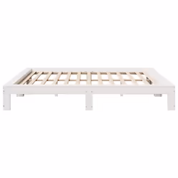 vidaXL Bed Frame without Mattress Bed Base Solid Wood Pine - white, 200 x 200 cm - Additional view 4