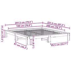 vidaXL Bed Frame without Mattress Bed Base Solid Wood Pine - white, 180 x 200 cm - Additional view 7