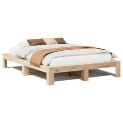 vidaXL Bed Frame without Mattress Bed Base Solid Wood Pine - natural, 160 x 200 cm