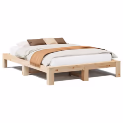 vidaXL Bed Frame without Mattress Bed Base Solid Wood Pine - natural, 140 x 200 cm