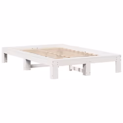 vidaXL Bed Frame without Mattress Bed Base Solid Wood Pine - white, 120 x 200 cm