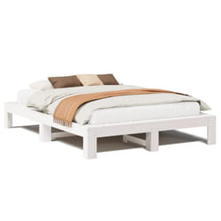 vidaXL Bed Frame without Mattress Bed Base Solid Wood Pine - white, 140 x 190 cm