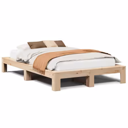 vidaXL Bed Frame without Mattress Bed Base Solid Wood Pine - natural, 135 x 190 cm