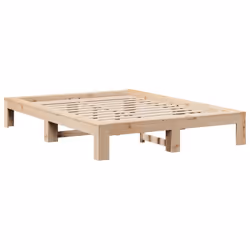 vidaXL Bed Frame without Mattress Bed Base Solid Wood Pine - natural, 135 x 190 cm