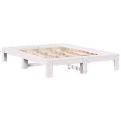 vidaXL Bed Frame without Mattress Bed Base Solid Wood Pine - white, 135 x 190 cm