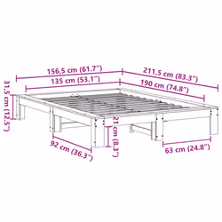 vidaXL Bed Frame without Mattress Bed Base Solid Wood Pine - white, 135 x 190 cm - Additional view 7