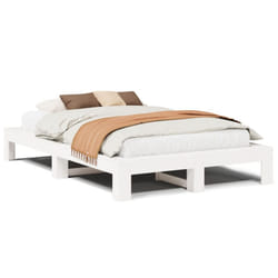 vidaXL Bed Frame without Mattress Bed Base Solid Wood Pine - white, 120 x 190 cm