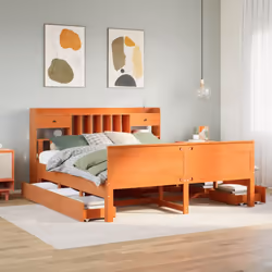 vidaXL Bookcase Bed without Mattress Bed Wax Brown 200x200cm Solid Wood Pine