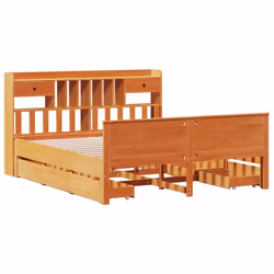 vidaXL Bookcase Bed without Mattress Bed Wax Brown 200x200cm Solid Wood Pine