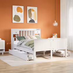 vidaXL Bookcase Bed without Mattress White 150x200 cm King Solid Wood Pine