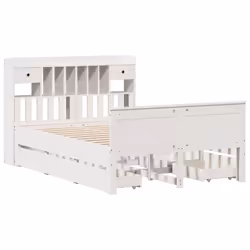vidaXL Bookcase Bed without Mattress White 150x200 cm King Solid Wood Pine