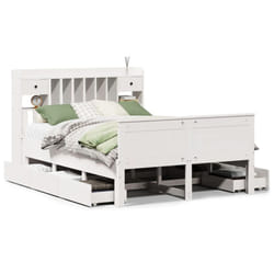 vidaXL Bookcase Bed without Mattress Home Bed Frame 90x200 cm Solid Wood Pine - white, 140 x 200 cm