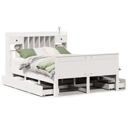 vidaXL Bookcase Bed without Mattress Home Bed Frame 90x200 cm Solid Wood Pine - white, 140 x 190 cm