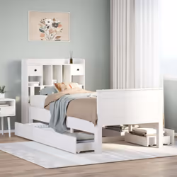 vidaXL Bookcase Bed without Mattress Bed White Small Single Solid Wood Pine