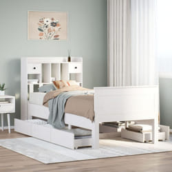 vidaXL Bookcase Bed without Mattress Bed White Small Single Solid Wood Pine