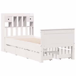 vidaXL Bookcase Bed without Mattress Bed White Small Single Solid Wood Pine