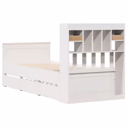 vidaXL Bookcase Bed without Mattress Bed White Small Single Solid Wood Pine - Additional view 5