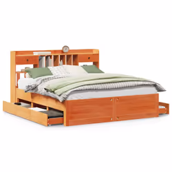 vidaXL Bookcase Bed without Mattress Wax Brown Super King Solid Wood Pine