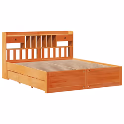 vidaXL Bookcase Bed without Mattress Wax Brown Super King Solid Wood Pine