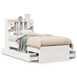 vidaXL Bookcase Bed without Mattress Bed White Small Single Solid Wood Pine