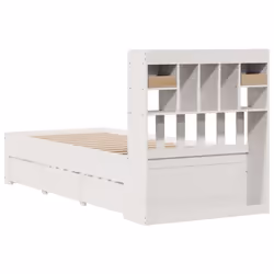 vidaXL Bookcase Bed without Mattress Bed White Small Single Solid Wood Pine - Additional view 10
