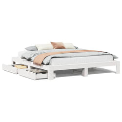 vidaXL Bed Frame without Mattress Bedroom Bedstead Bed Base Solid Wood Pine - white, 200 x 200 cm
