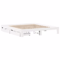 vidaXL Bed Frame without Mattress Bedroom Bedstead Bed Base Solid Wood Pine - white, 200 x 200 cm