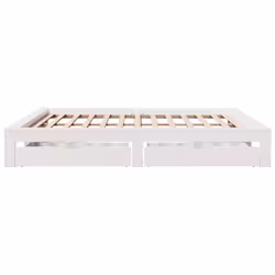 vidaXL Bed Frame without Mattress Bedroom Bedstead Bed Base Solid Wood Pine - white, 200 x 200 cm - Additional view 6