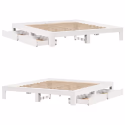 vidaXL Bed Frame without Mattress Bedroom Bedstead Bed Base Solid Wood Pine - white, 200 x 200 cm - Additional view 8