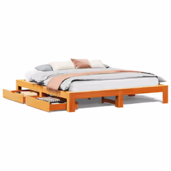 vidaXL Bed Frame without Mattress Bed Wax Brown 200x200 cm Solid Wood Pine - Additional view 3